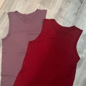 ZYIA Ribbed Tank Tops - Deep Red and Soft Purple